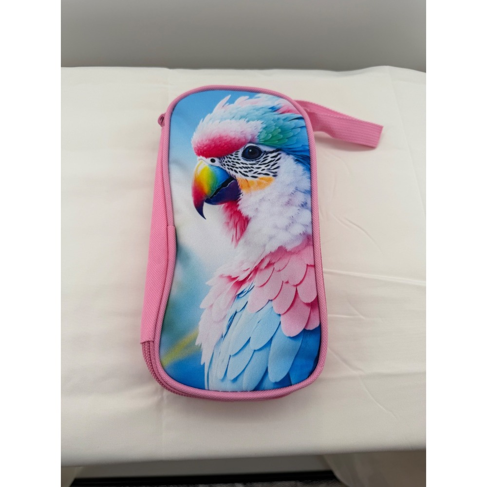 Unbranded Pencil Case Girls OS Pink Excellent Parrot Tropical Bird Wrist Strap